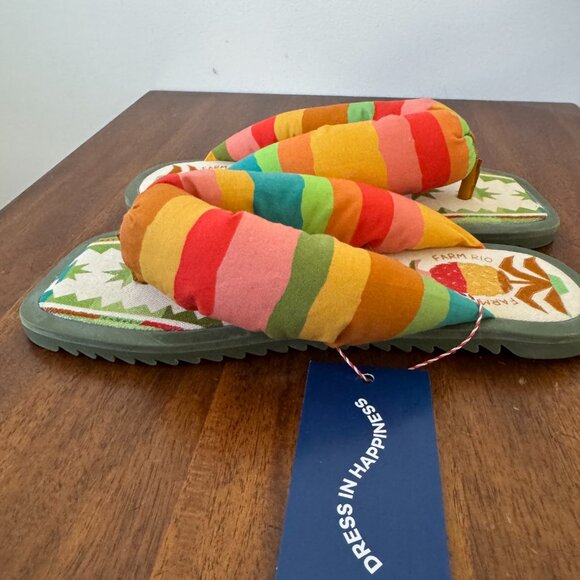 Farm Rio Pineapple Puffy Flip Flop Sandals NWT - Picture 2 of 11